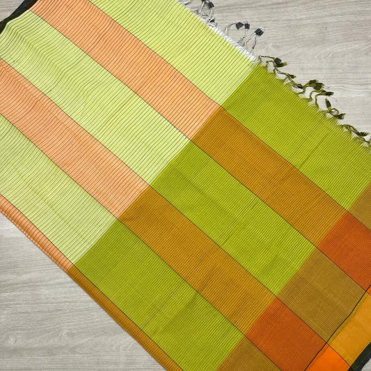 Handloom Cotton Saree(Pista Green) -3008