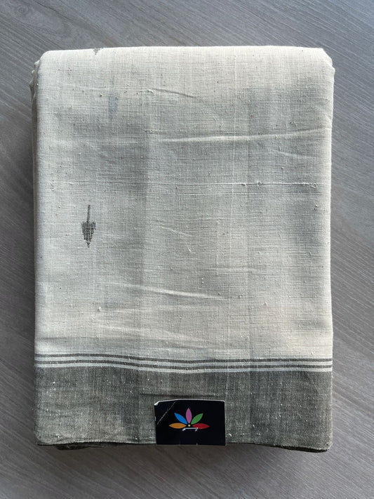 Off White Handspun Ponduru Cotton Jamdani Saree - 14318