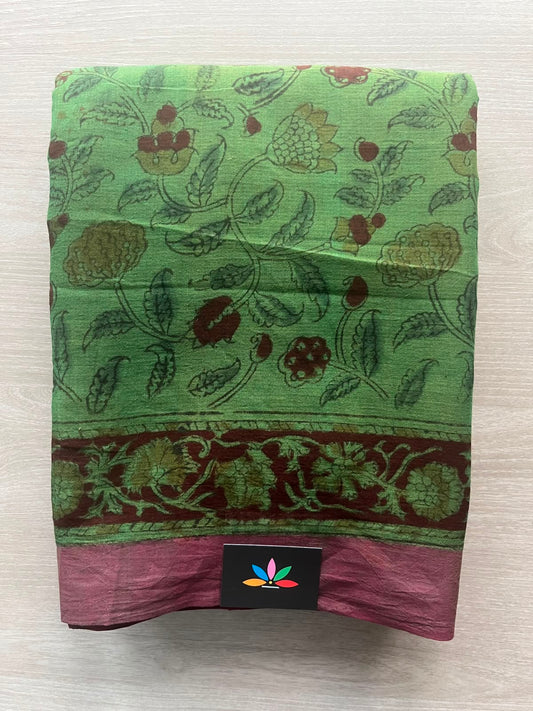 Kalamkari Handblock Printed Natural Dyed Handloom Cotton Saree - 33160