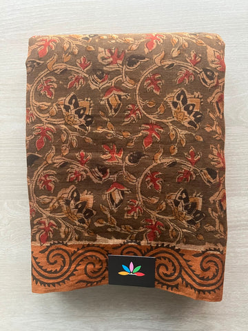 Kalamkari Handblock Printed Natural Dyed Handloom Cotton Saree - 33163