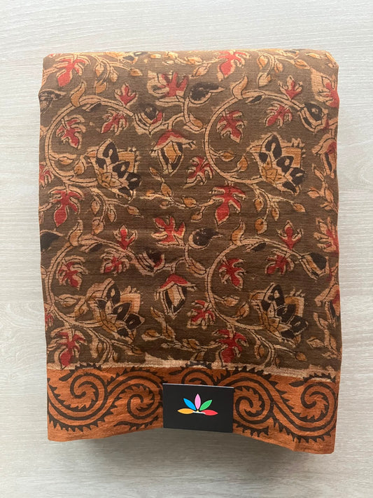 Kalamkari Handblock Printed Natural Dyed Handloom Cotton Saree - 33163
