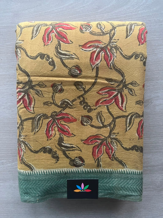 Kalamkari Handblock Printed Natural Dyed Handloom Cotton Saree - 33164