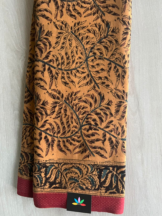 Kalamkari Handblock Printed Natural Dyed Handloom Cotton Saree - 33165