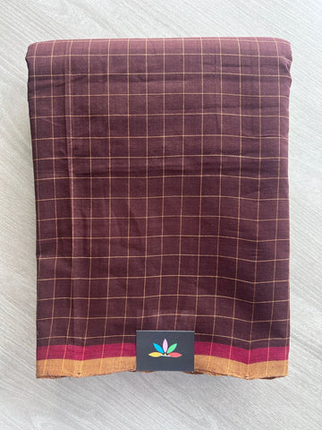 Handloom Checked Cotton Saree - 33166