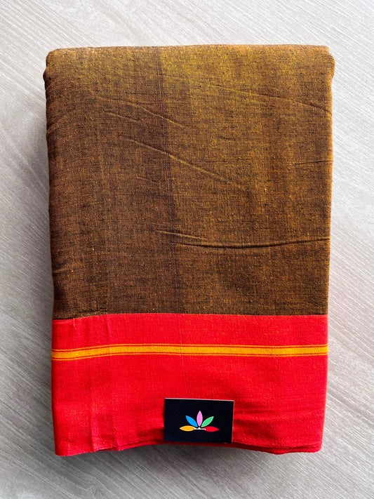 Patteda Anchu Handloom Cotton Saree (Without Blouse) - 34758