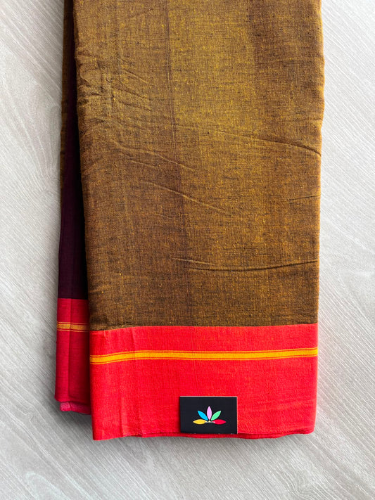 Patteda Anchu Handloom Cotton Saree (Without Blouse) - 34758