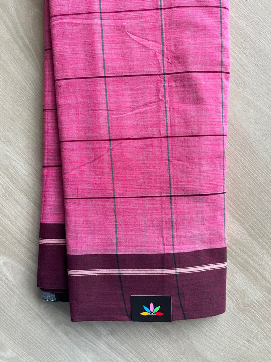 Patteda Anchu Handloom Cotton Saree (Without Blouse) - 34759