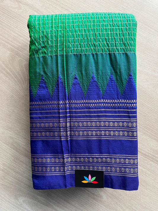 Jade Green Temple Border Mercerized Cotton Ilkal Saree - 34769