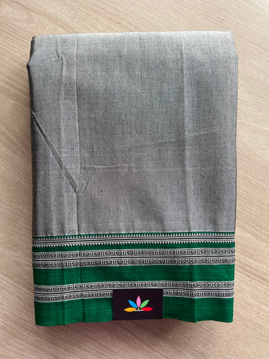 Metallic Grey Handloom Mercerized Cotton Saree (Without Blouse) -34781