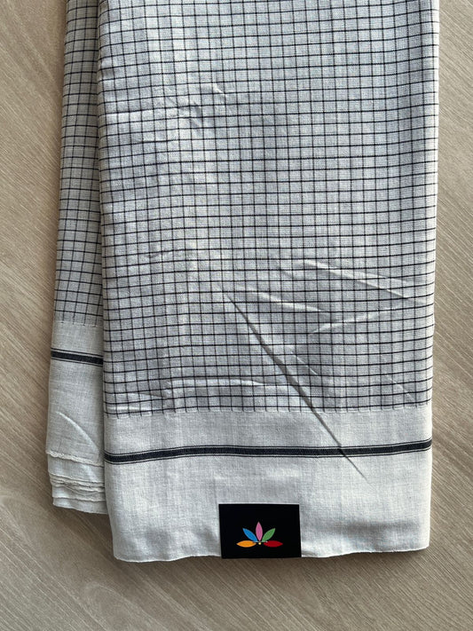 Light Grey Patteda Anchu Handloom Cotton Saree - 35496