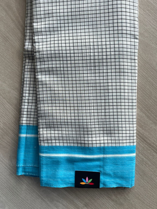 Ivory Patteda Anchu Handloom Cotton Saree - 35501-35502