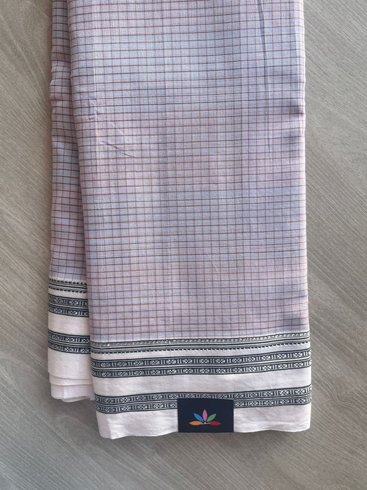 Off-White Patteda Anchu Handloom Cotton Saree - 35512