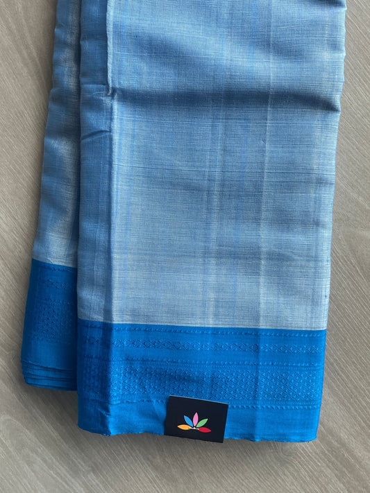 Steel Blue Handloom Viscose Cotton Saree - 35516