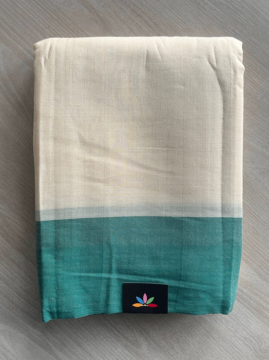 Cream Shade Handloom Viscose Cotton Saree - 35517