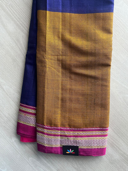 Golden Brown Handloom Viscose Cotton Saree - 35520