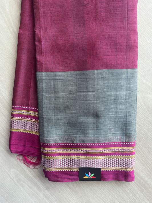 Soft Maroon Handloom Viscose Cotton Saree - 35521