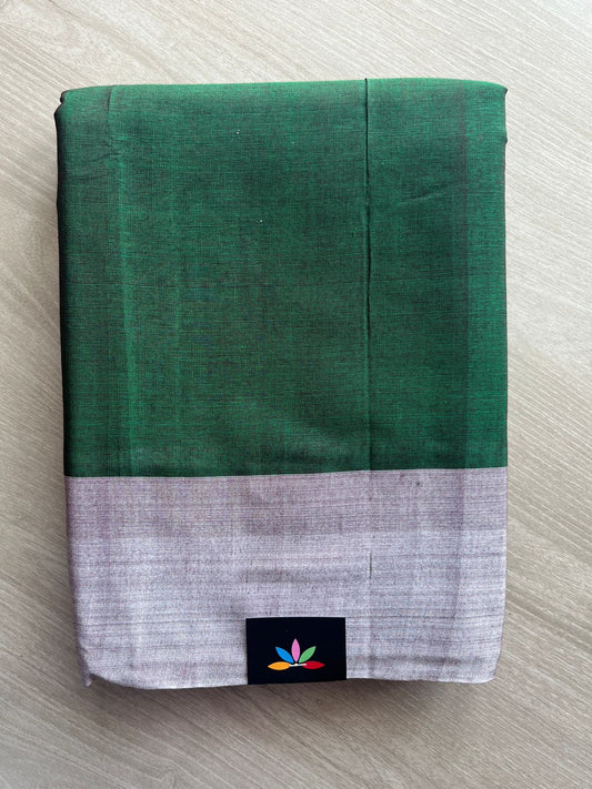 Dark Green Handloom Viscose Cotton Saree - 35525