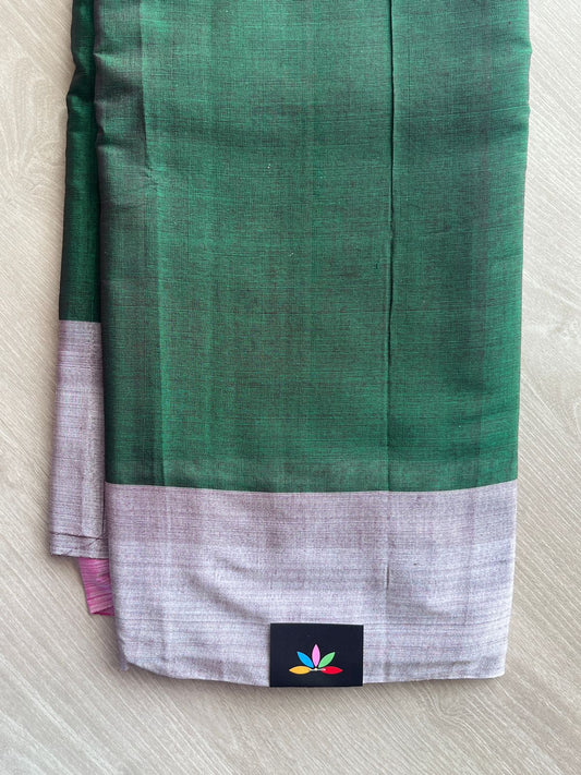 Dark Green Handloom Viscose Cotton Saree - 35525