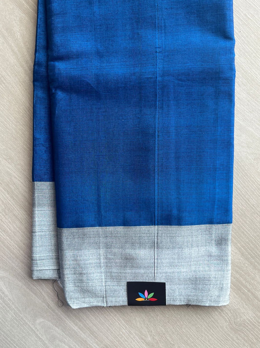 Dark Midnight Blue Handloom Viscose Cotton Saree - 35526