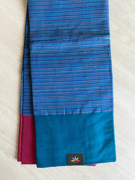 Stripped Ganga Jamuna Border Handwoven Cotton Saree -8976A