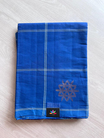 Handwoven Zari Jamdani Big Checks Cotton Saree -9472