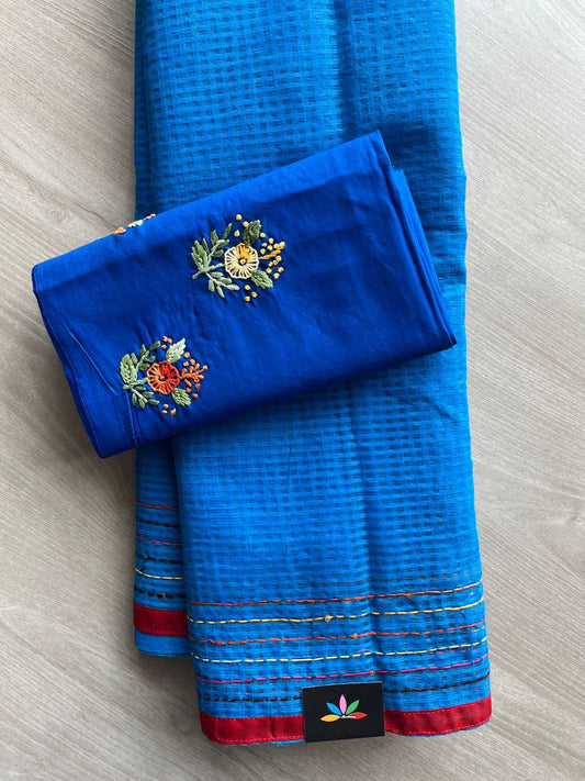 Azure Blue Lambani Design Inspired Hand Embroidered Resham Kota Saree-29899