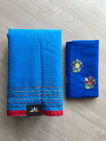 Azure Blue Lambani Design Inspired Hand Embroidered Resham Kota Saree-29899