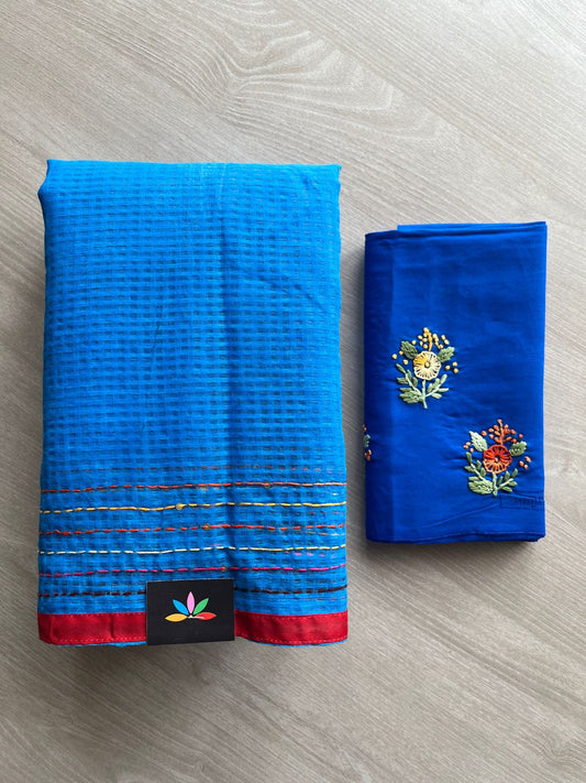 Azure Blue Lambani Design Inspired Hand Embroidered Resham Kota Saree-29899