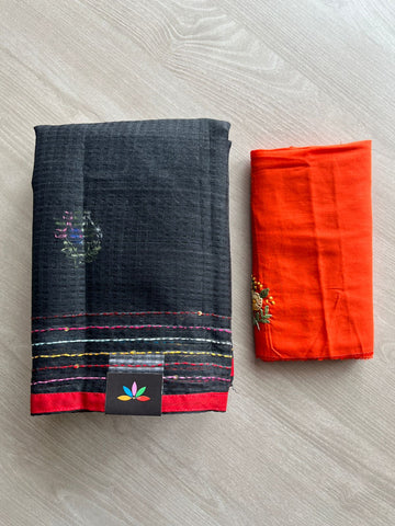 Black Lambani Design Inspired Hand Embroidered Resham Kota Saree-29900