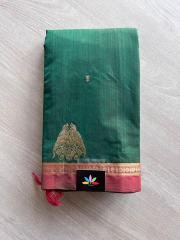 Handwoven Kanchi Cotton Saree with Rich Zari Woven Pallu -11410