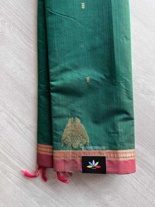 Handwoven Kanchi Cotton Saree with Rich Zari Woven Pallu -11410