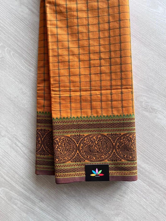 Mustard Annam Border Handloom Kanchi Cotton Saree -11411