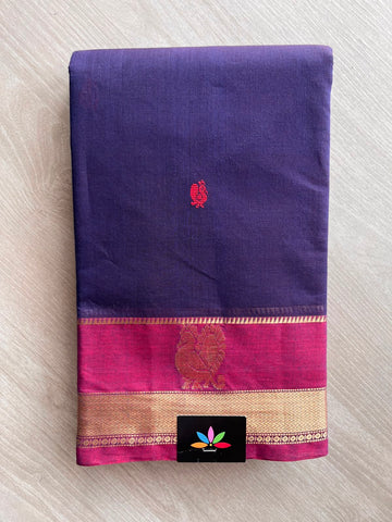 Deep Purple Handwoven Kanchi Cotton Saree -11422