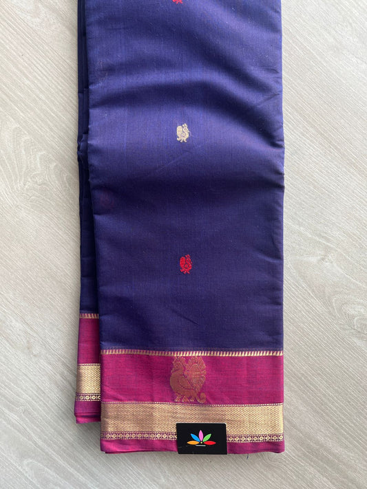 Deep Purple Handwoven Kanchi Cotton Saree -11422