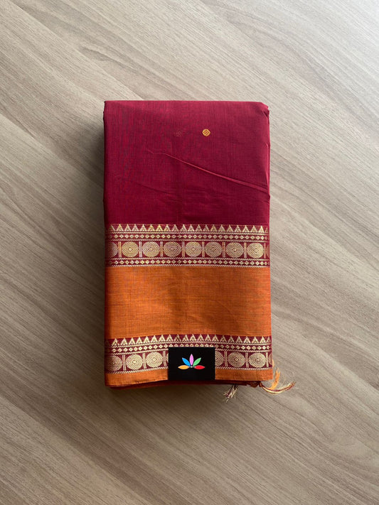 Contrast Rettapet Border Handloom Kanchi Cotton Saree -14011