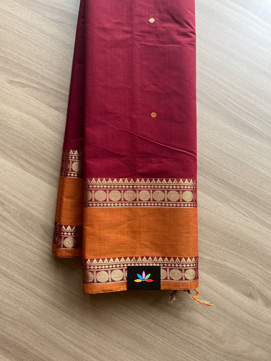 Contrast Rettapet Border Handloom Kanchi Cotton Saree -14011