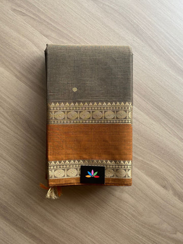 Contrast Rettapet Border Handloom Kanchi Cotton Saree -14013