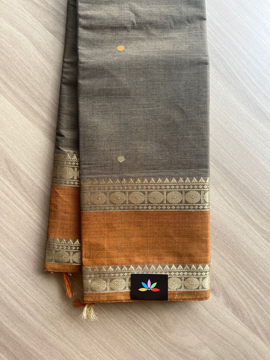 Contrast Rettapet Border Handloom Kanchi Cotton Saree -14013