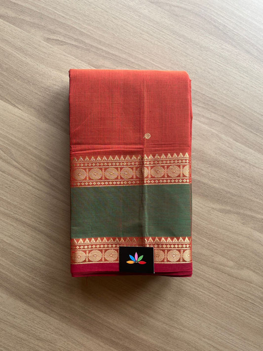 Contrast Rettapet Border Handloom Kanchi Cotton Saree -14014