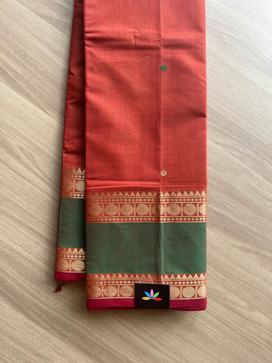 Contrast Rettapet Border Handloom Kanchi Cotton Saree -14014