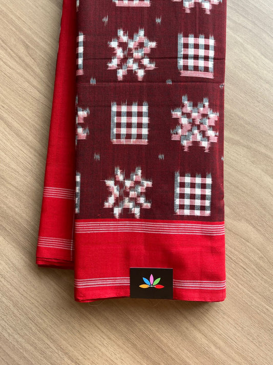 Handwoven Telia Rumal ikkat Cotton Saree -13864