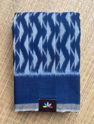 Navy Blue Handwoven Pochampally Ikkat Cotton Saree -18594