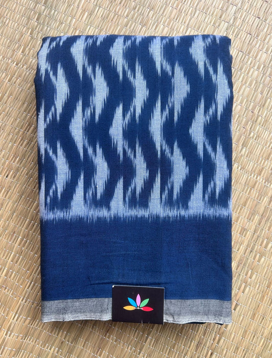 Navy Blue Handwoven Pochampally Ikkat Cotton Saree -18594