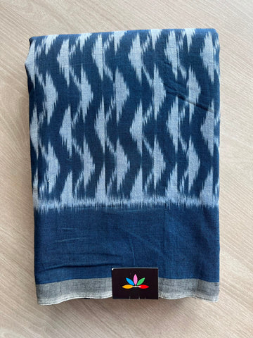 Navy Blue Handwoven Pochampally Ikkat Cotton Saree -18594