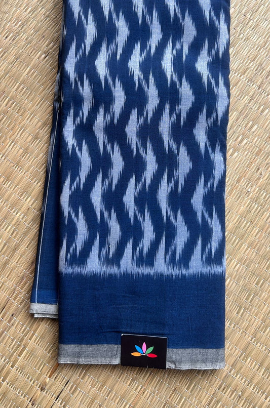 Navy Blue Handwoven Pochampally Ikkat Cotton Saree -18594