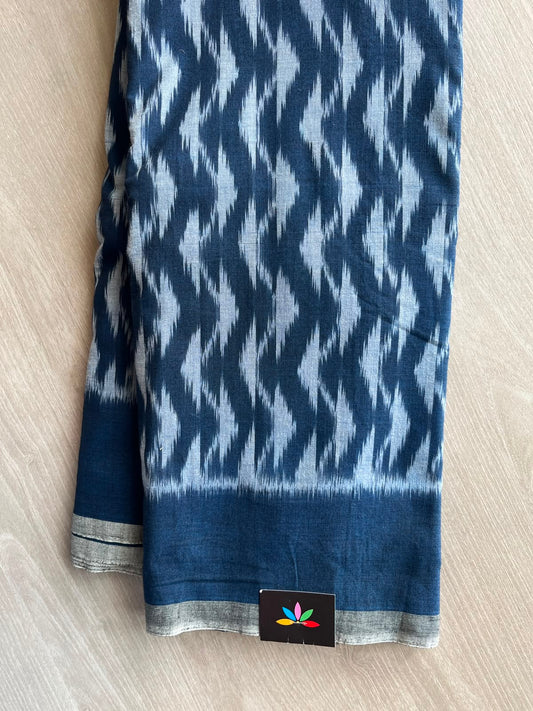 Navy Blue Handwoven Pochampally Ikkat Cotton Saree -18594