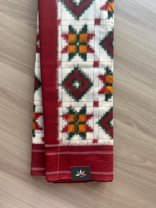 Handwoven Telia Rumal ikkat Cotton Saree -23303