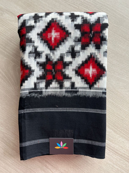 Handwoven Telia Rumal ikkat Cotton Saree - 27652