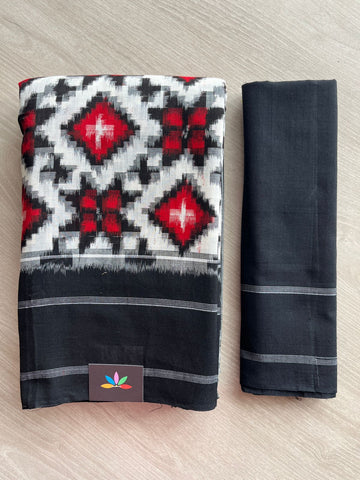 Handwoven Telia Rumal ikkat Cotton Saree - 27652