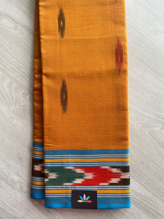 Contrast Ikkat Border Cotton Saree(without blouse) -27653